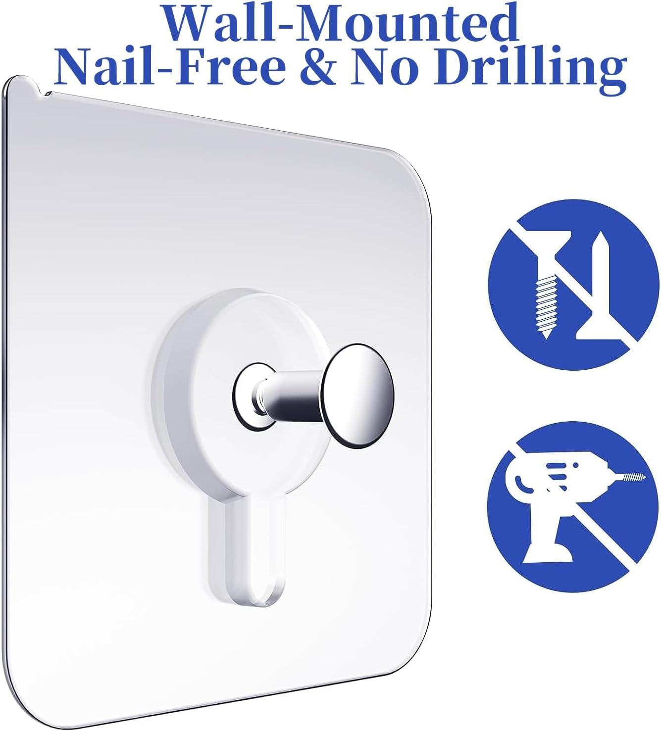 Adhesive Wall Hooks – Nail-Free Transparent Waterproof Hooks for Kitchen & Bathroom