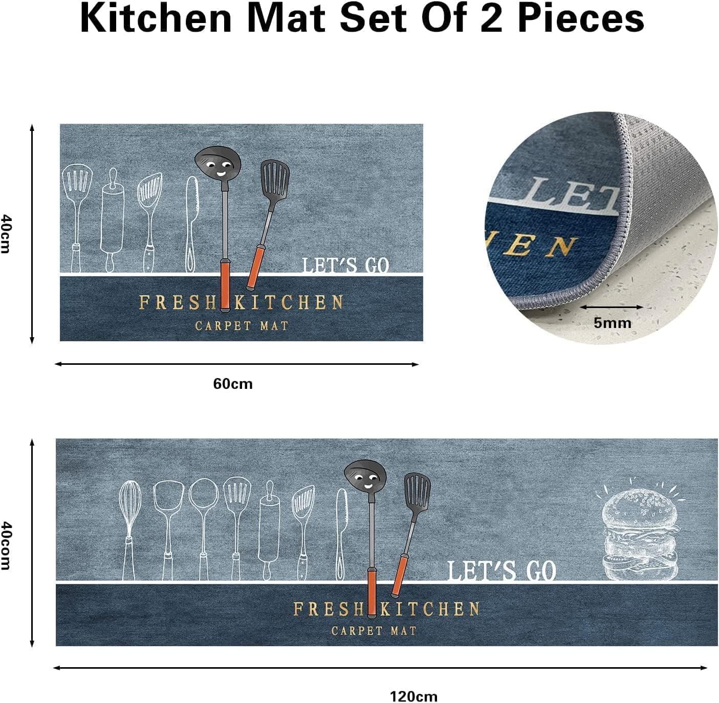 Anti-Slip Kitchen Mat Set – Soft Velvet Floor Mat Combo for Kitchen & Home