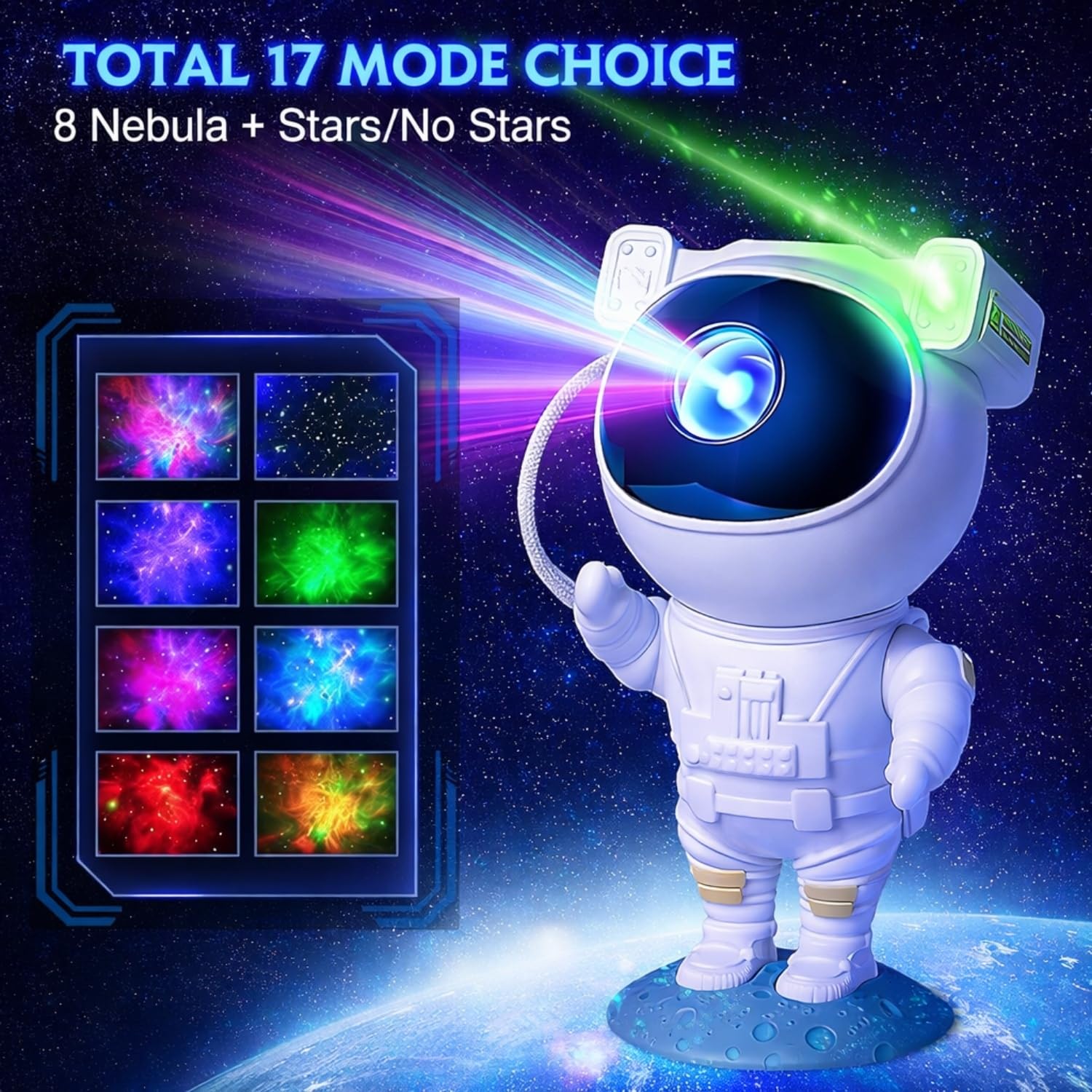 Astronaut Star Projector Night Light with Remote