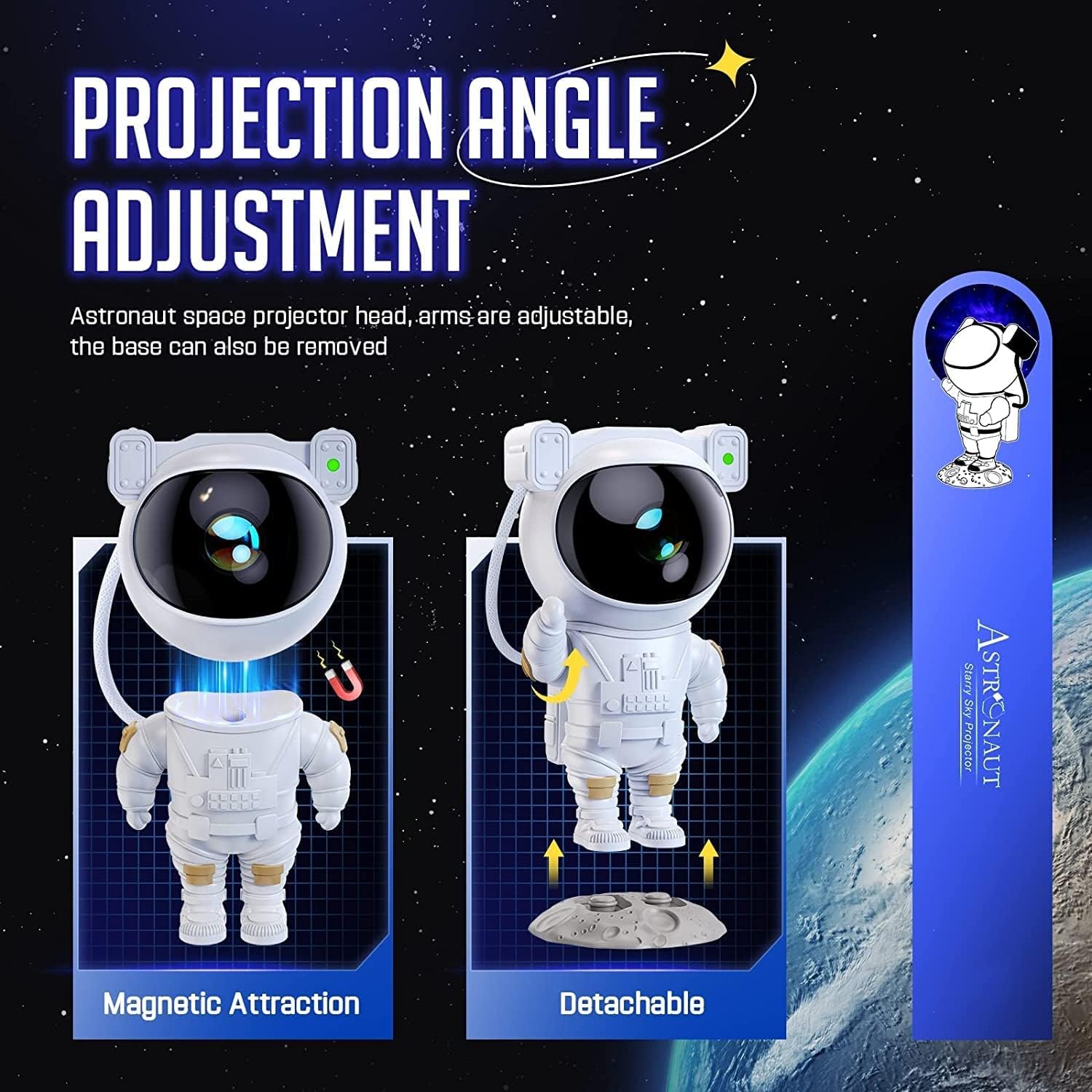 Astronaut Star Projector Night Light with Remote