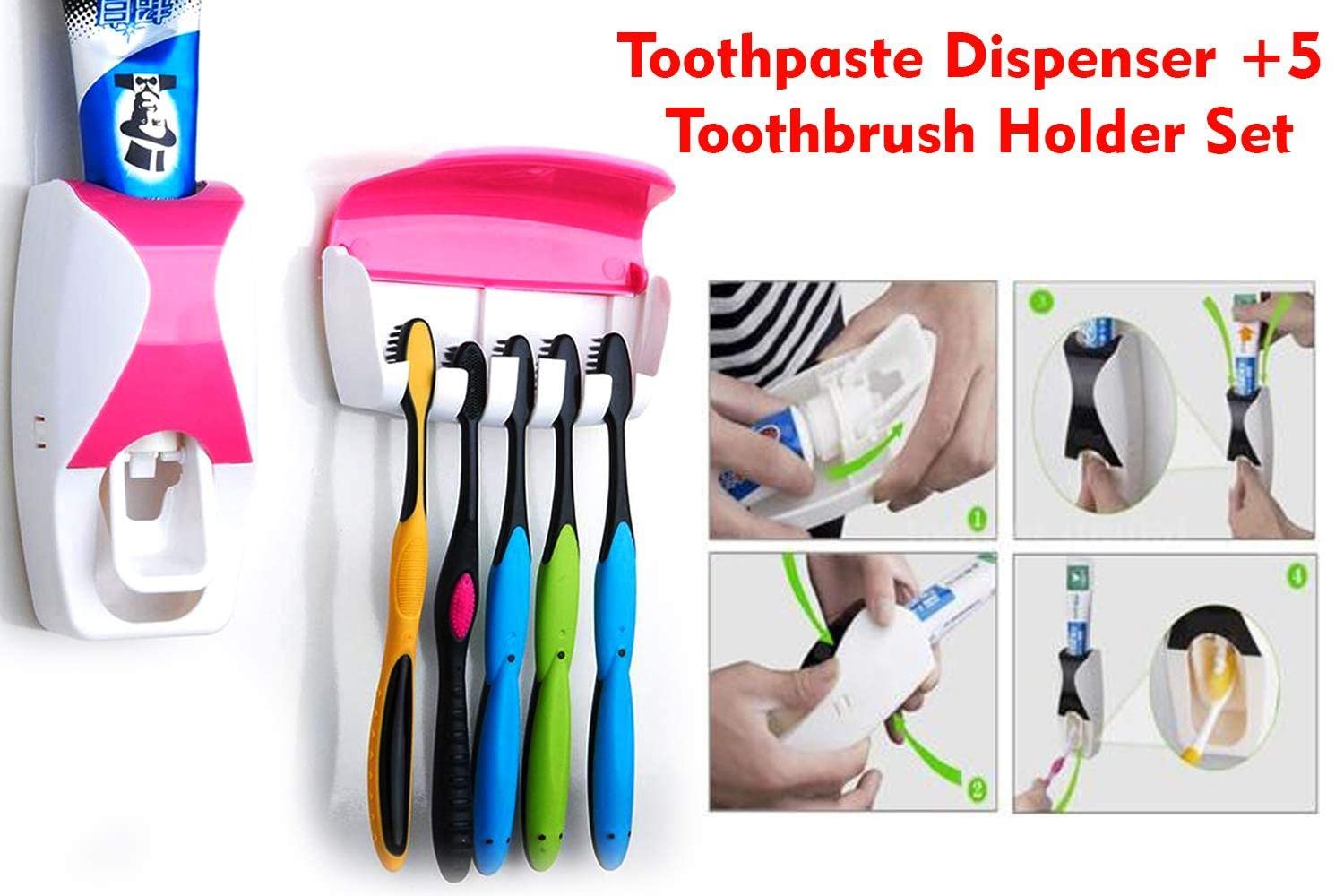 Automatic Toothpaste Dispenser with Toothbrush Holder
