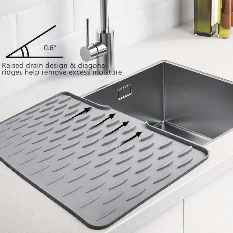 Silicone Dish Drying Mat with Smart Drainage - front view