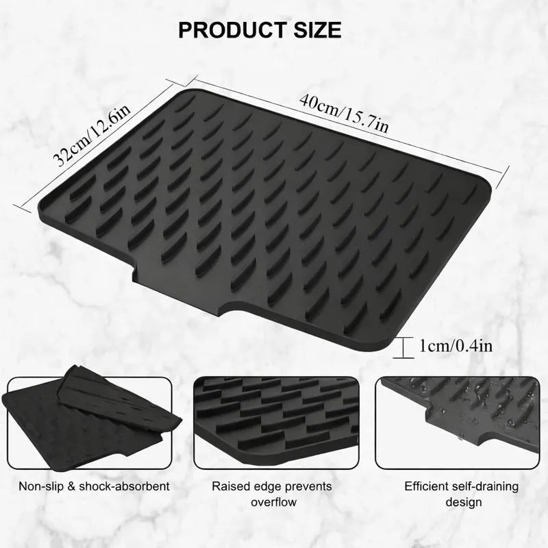 Silicone Dish Drying Mat with Smart Drainage - product details