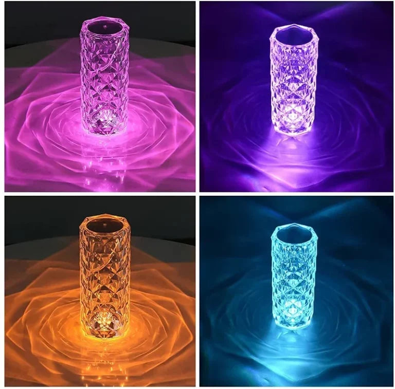 Luxury Crystal Touch Night Lamp – 16 Color RGB LED Table Lamp with Remote Control