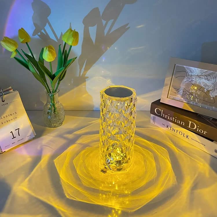 Luxury Crystal Touch Night Lamp – 16 Color RGB LED Table Lamp with Remote Control