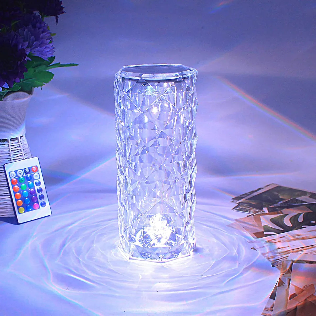 Luxury Crystal Touch Night Lamp – 16 Color RGB LED Table Lamp with Remote Control