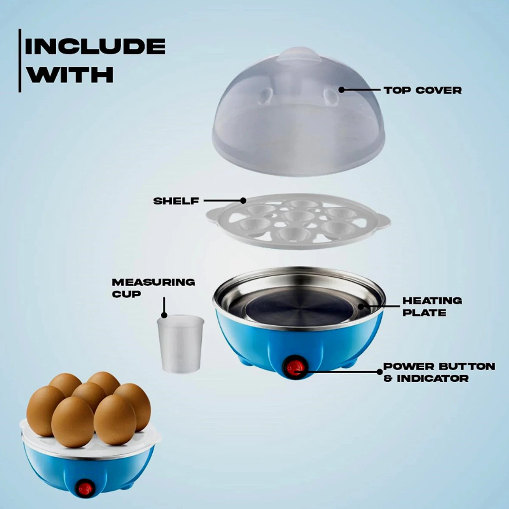 Electric Egg Boiler 7 Egg Capacity Automatic Egg Cooker 350W