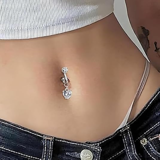 imitation Silver Belly Navel Clip - Navratri Special | No Piercing Belly Button Ring