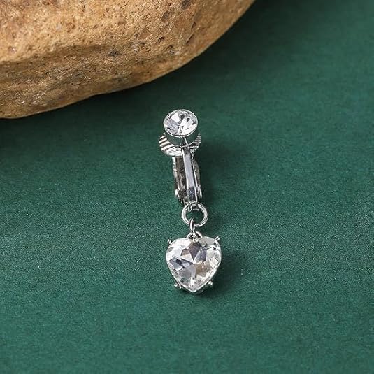 imitation Silver Belly Navel Clip - Navratri Special | No Piercing Belly Button Ring