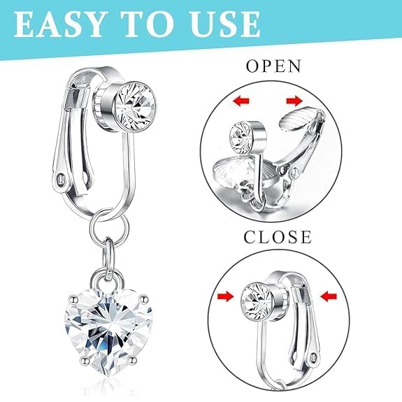 imitation Silver Belly Navel Clip - Navratri Special | No Piercing Belly Button Ring