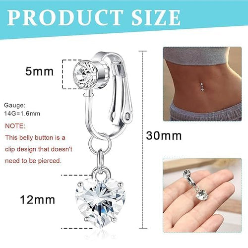 imitation Silver Belly Navel Clip - Navratri Special | No Piercing Belly Button Ring