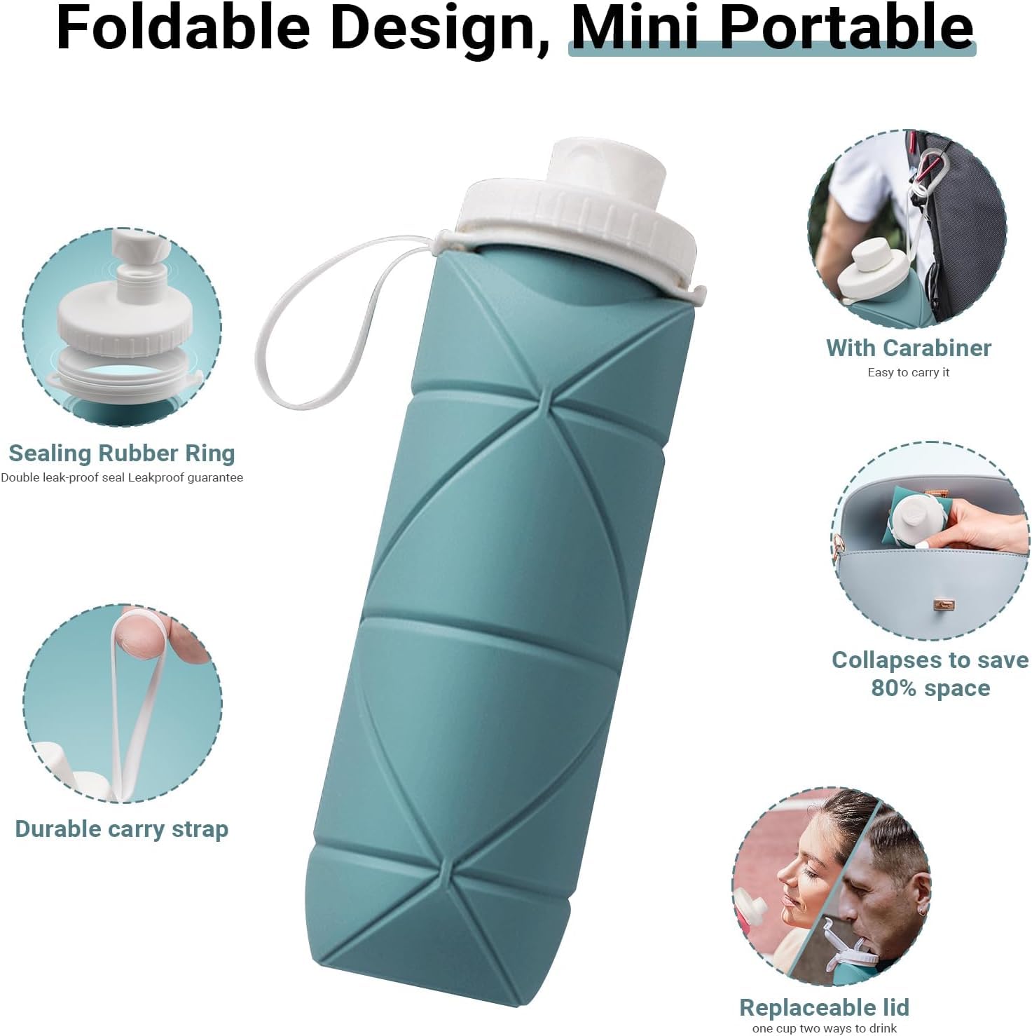 Foldable Silicone Water Bottle 660ml