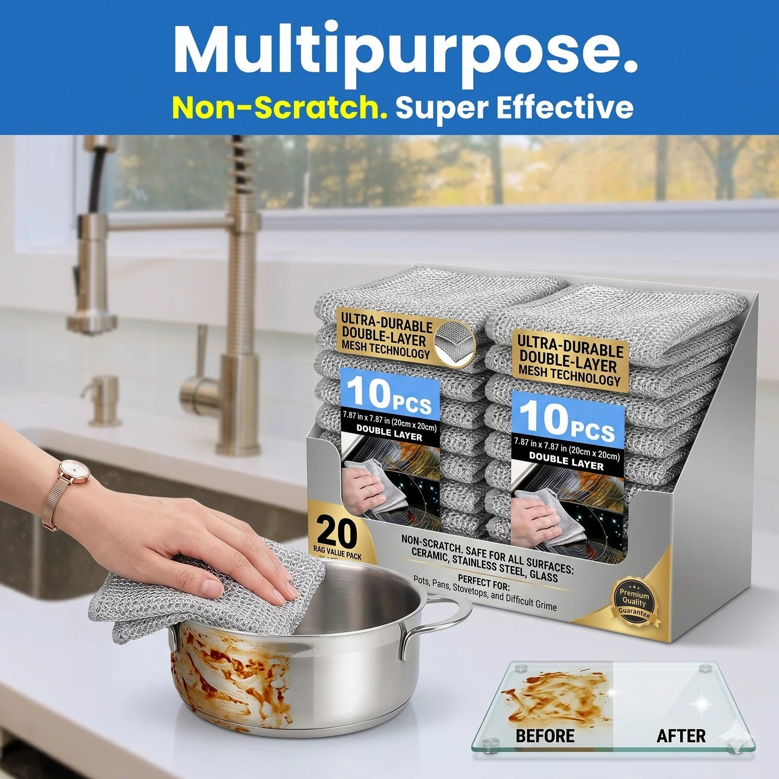 Multipurpose Wire Dishwashing Cleaning Rag (Pack of 10) BUY 10 GET 10 FREE