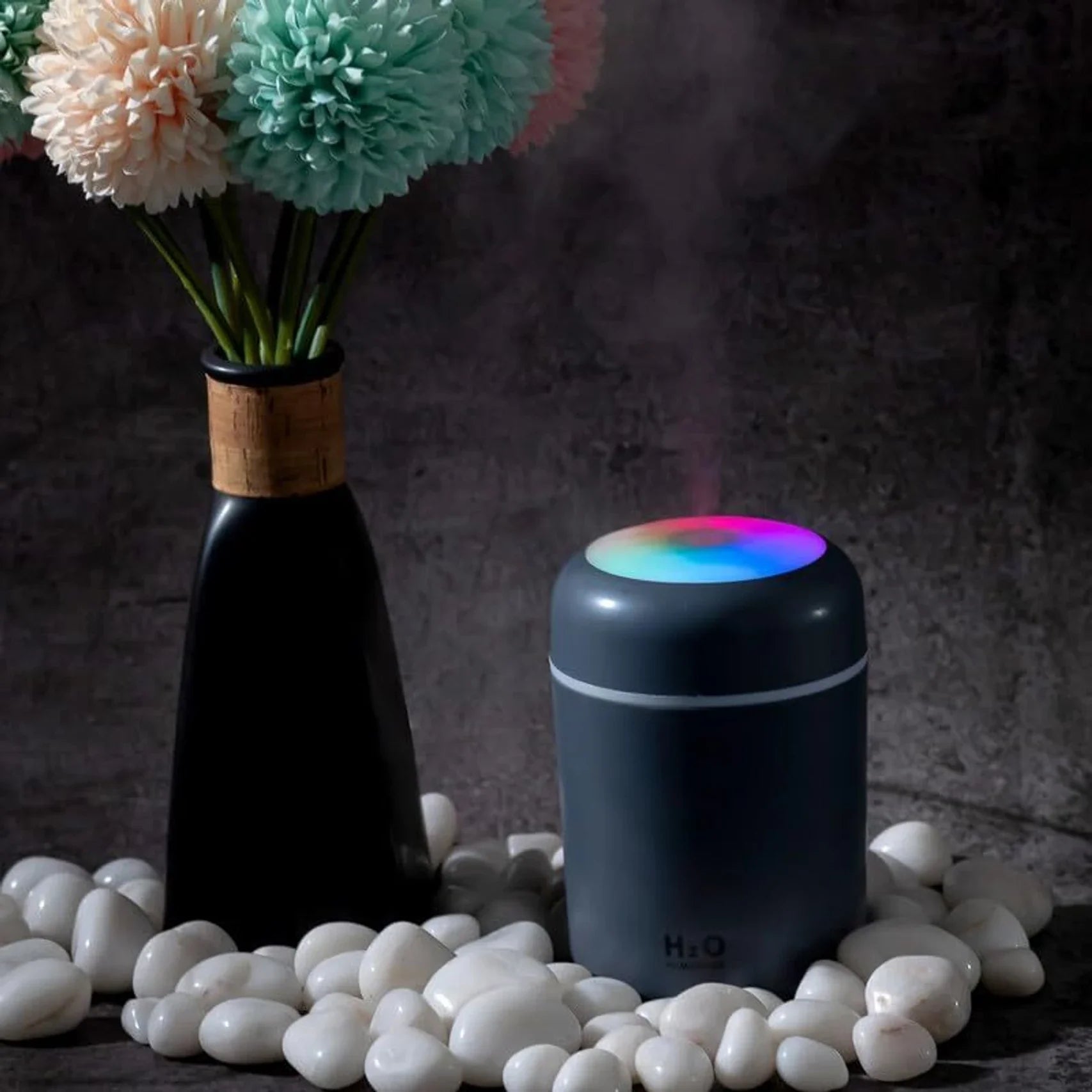 H2O Humidifier - Mini Ultrasonic Cool Mist, Portable & Quiet Air Purifier with LED Night Light