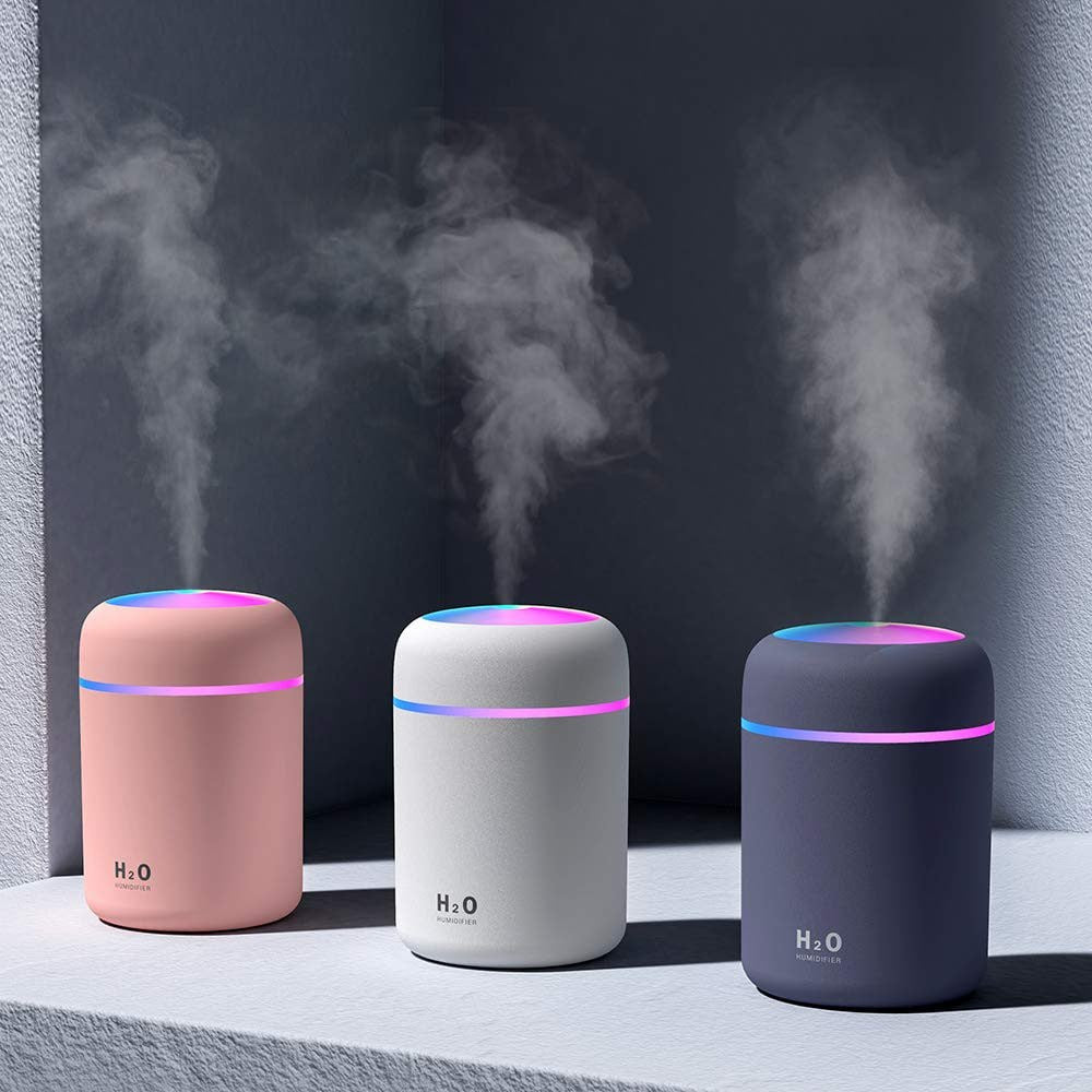 H2O Humidifier - Mini Ultrasonic Cool Mist, Portable & Quiet Air Purifier with LED Night Light