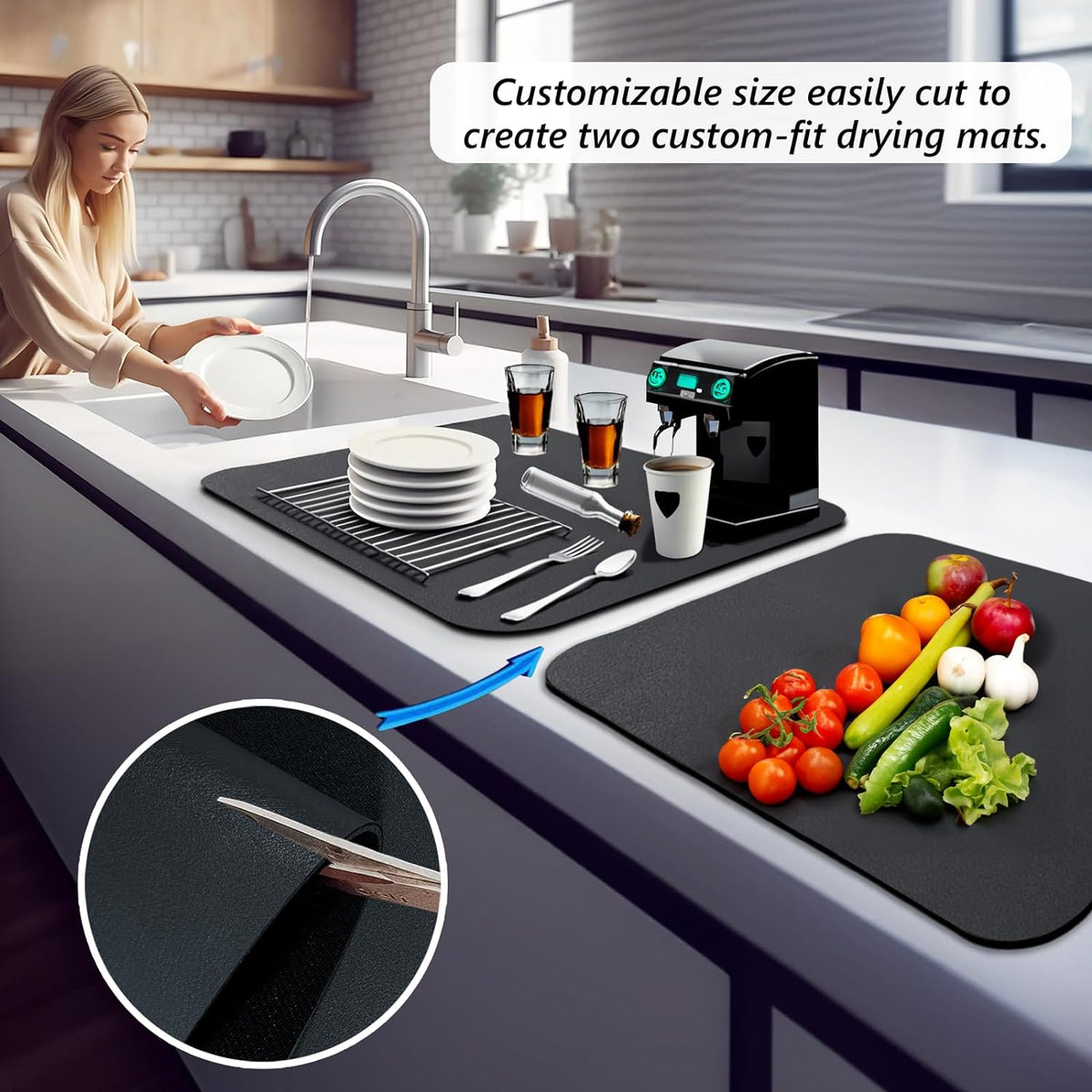 QuickDry™ - Washable Kitchen Dish Drying Mat - product details