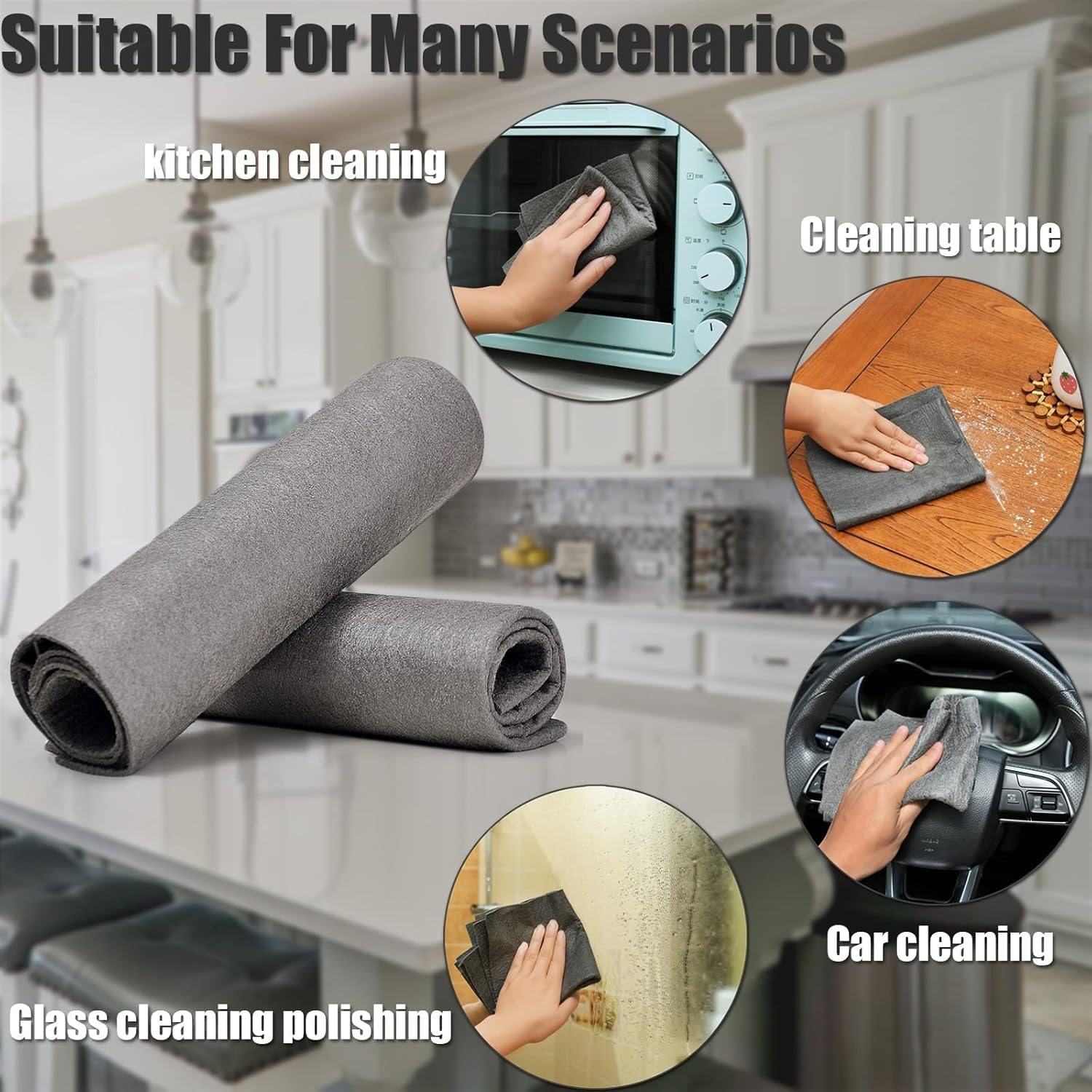 Magic Cleaning Cloth – Thickened Microfiber Reusable Kitchen & Home Cleaning Cloths (Set of 3)