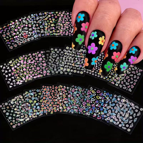 Mini Flower Nail Art Stickers - complete set