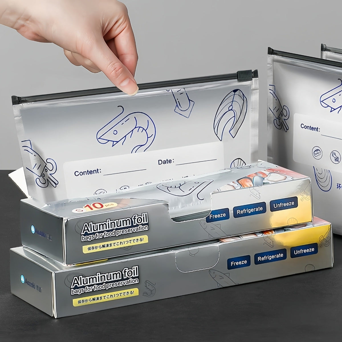 Aluminium Foil Food Storage Bags Set - front view