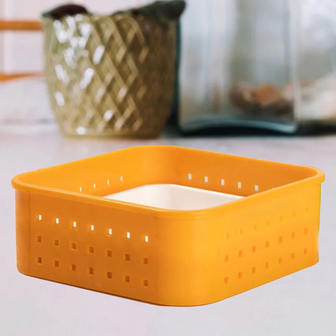 Paneer Maker Mould – Square Tofu Press with Perforated Base for Homemade Paneer & Sprouts