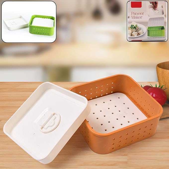 Paneer Maker Mould – Square Tofu Press with Perforated Base for Homemade Paneer & Sprouts