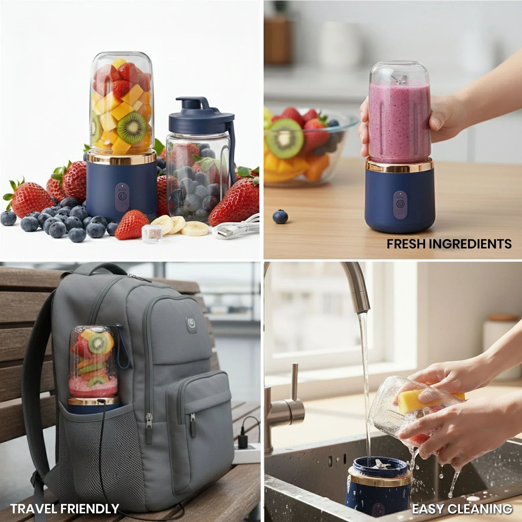 Portable Mini Juicer Blender 500ml – USB Rechargeable Mixer Grinder