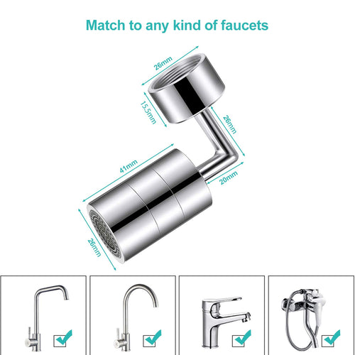 Rotating Faucet | Splash-Free Tech | Multi-Angle Flow | Rust-Proof Finish