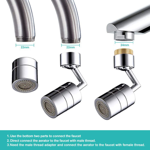 Rotating Faucet | Splash-Free Tech | Multi-Angle Flow | Rust-Proof Finish