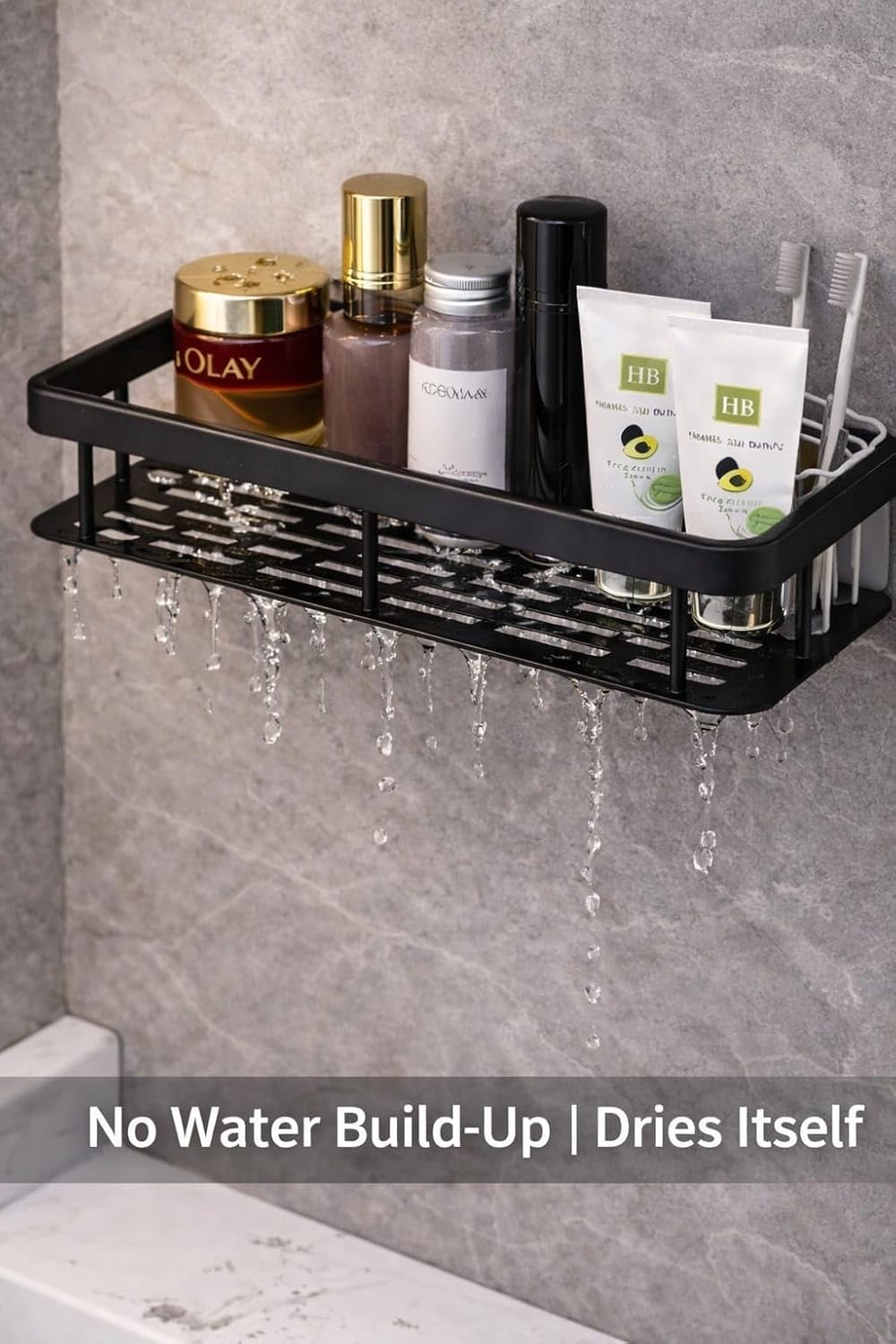 Self-Adhesive Bathroom Shelf – Wall Mounted Plastic Organizer Rack for Kitchen & Bathroom Storage