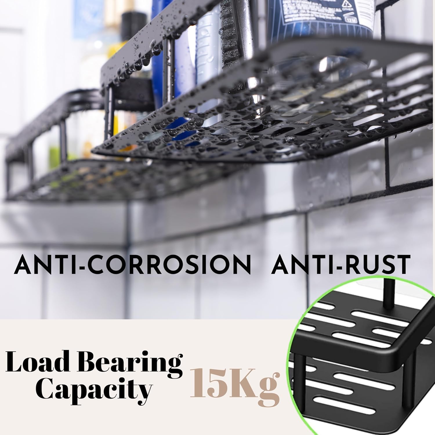 Self-Adhesive Bathroom Shelf – Wall Mounted Plastic Organizer Rack for Kitchen & Bathroom Storage
