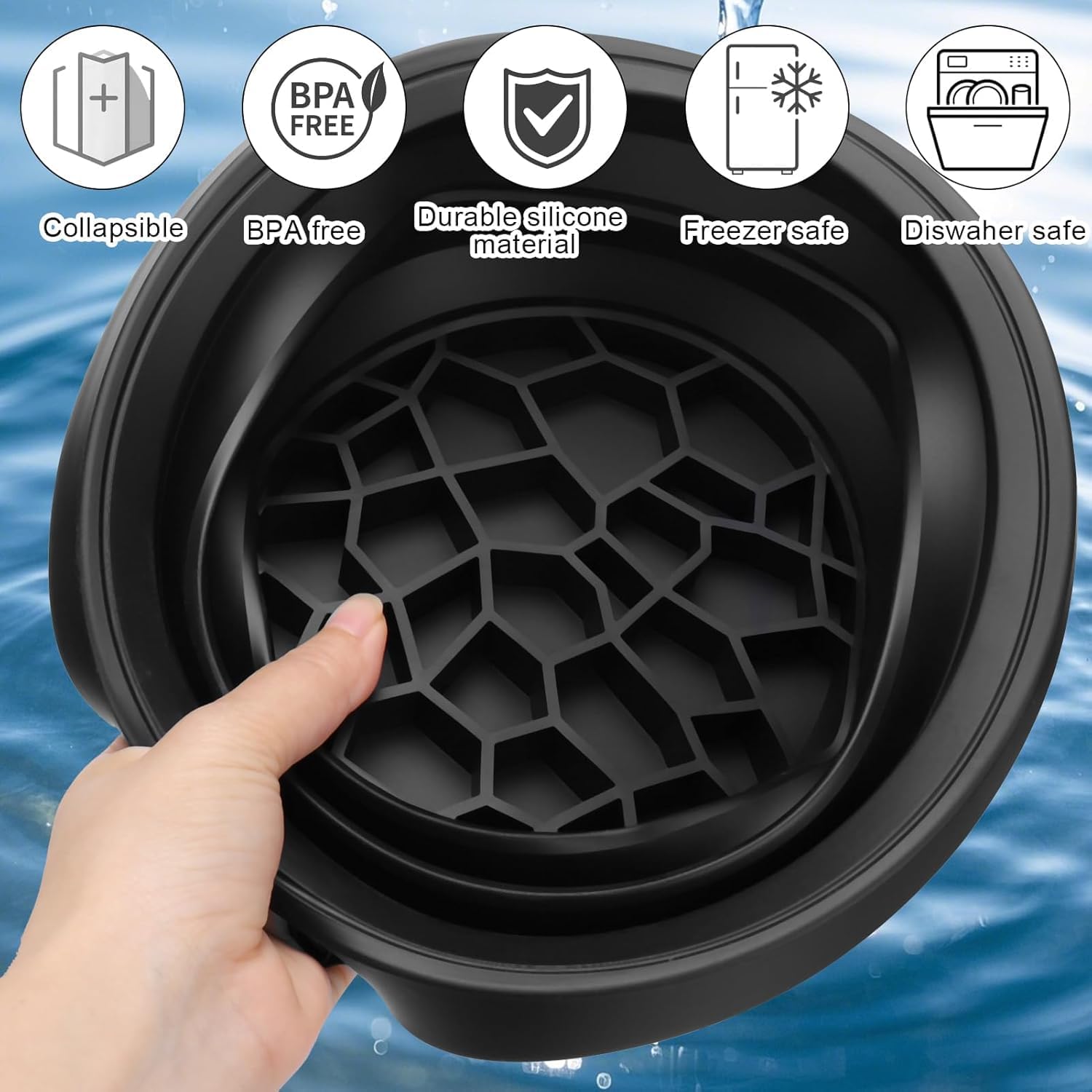 Silicone Face Ice Bath Bowl with Built-In Ice Tray – Collapsible Facial Ice Plunge Tub
