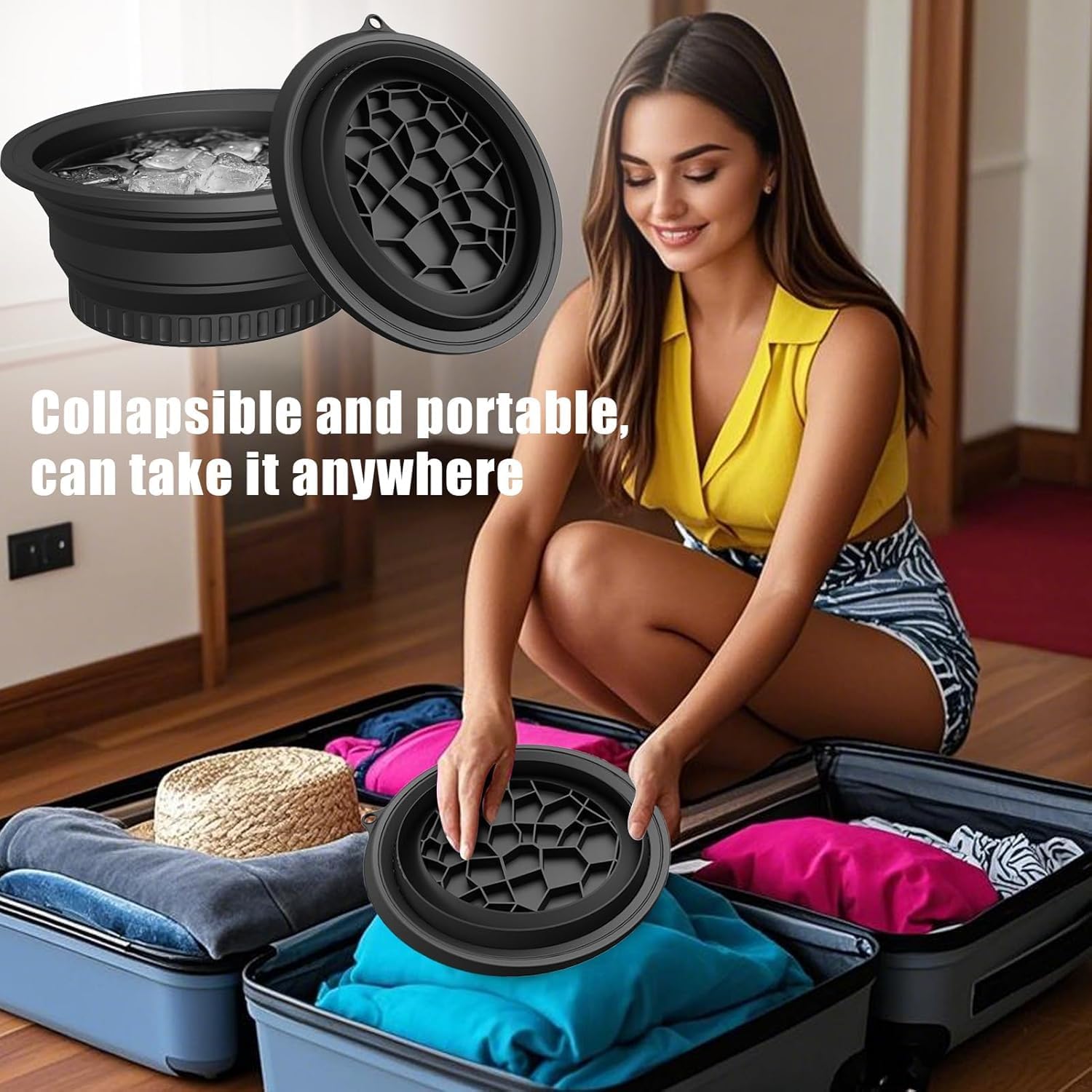 Silicone Face Ice Bath Bowl with Built-In Ice Tray – Collapsible Facial Ice Plunge Tub