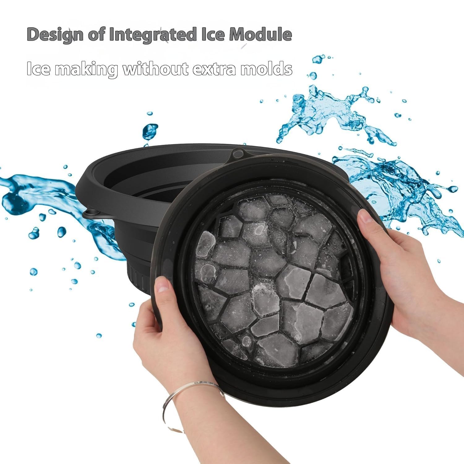 Silicone Face Ice Bath Bowl with Built-In Ice Tray – Collapsible Facial Ice Plunge Tub