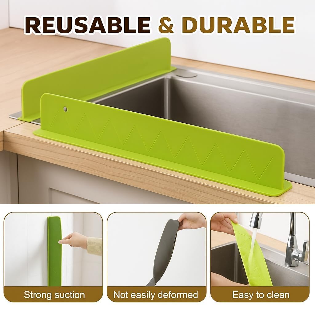 Silicone Sink Splash Guard – Kitchen Water Deflector Strip for Sink Edge