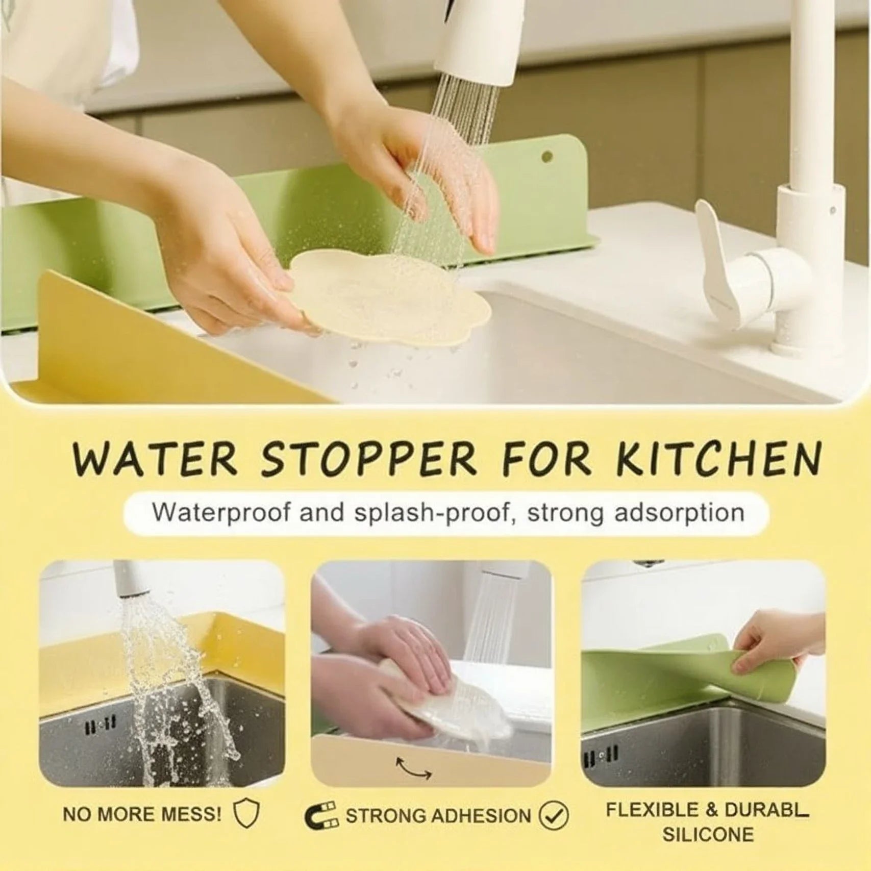 Silicone Sink Splash Guard – Kitchen Water Deflector Strip for Sink Edge