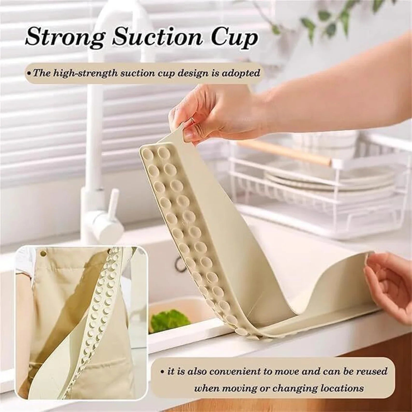Silicone Sink Splash Guard – Kitchen Water Deflector Strip for Sink Edge