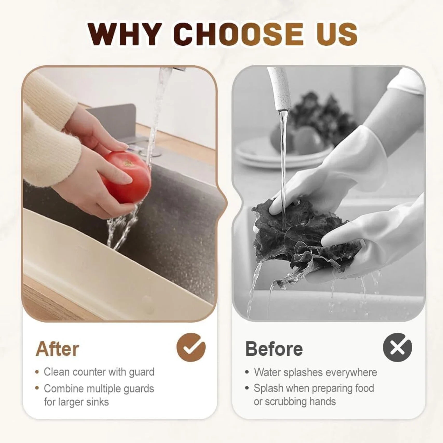 Silicone Sink Splash Guard – Kitchen Water Deflector Strip for Sink Edge