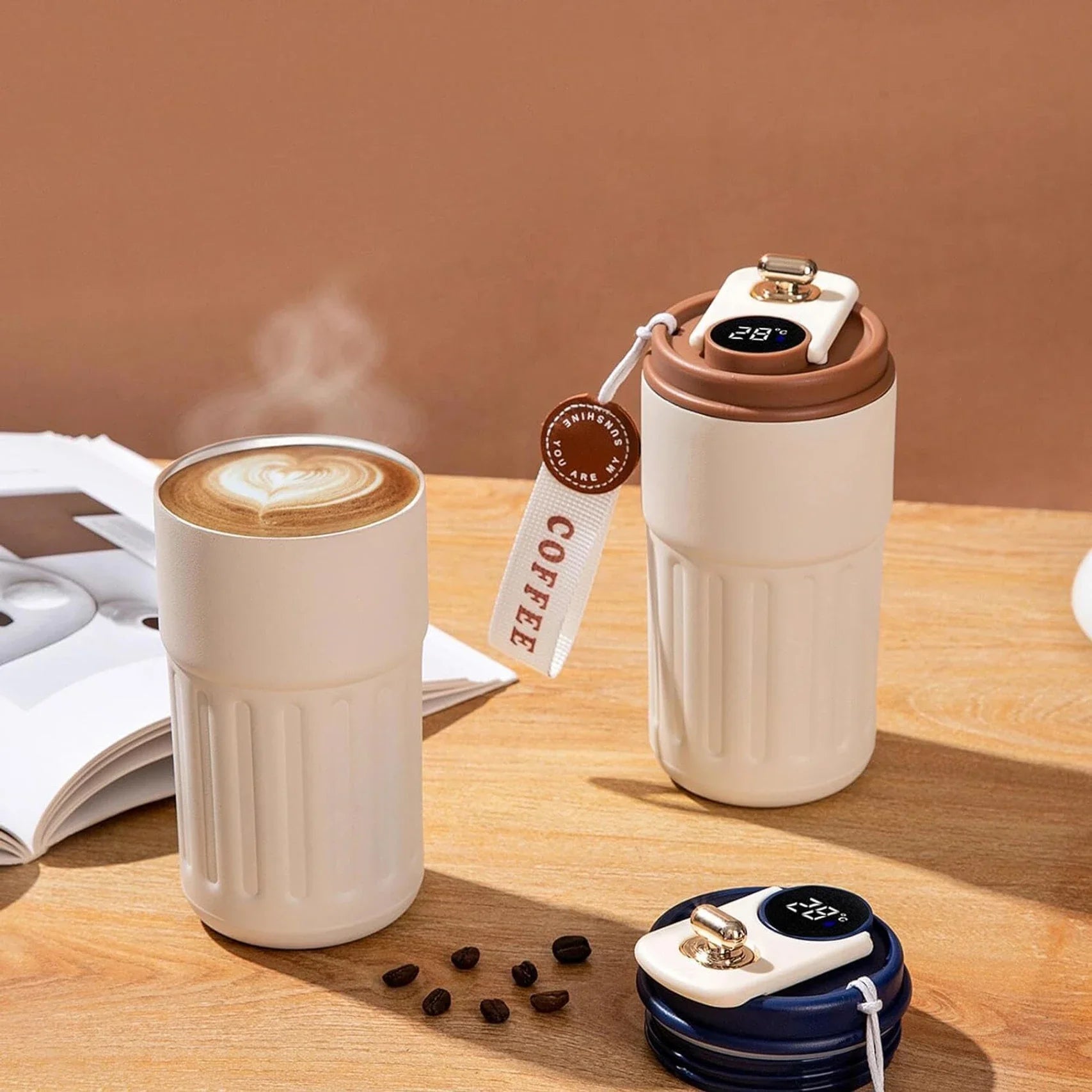Smart Temperature Display Coffee Thermos 420ml – Stainless Steel Travel Mug