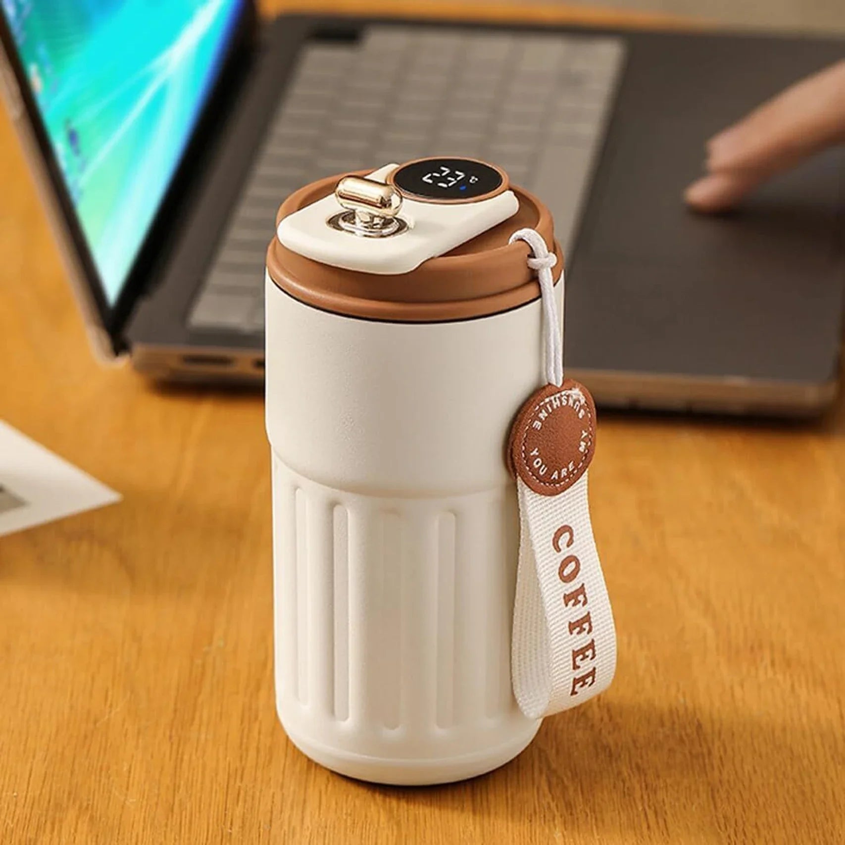 Smart Temperature Display Coffee Thermos 420ml – Stainless Steel Travel Mug