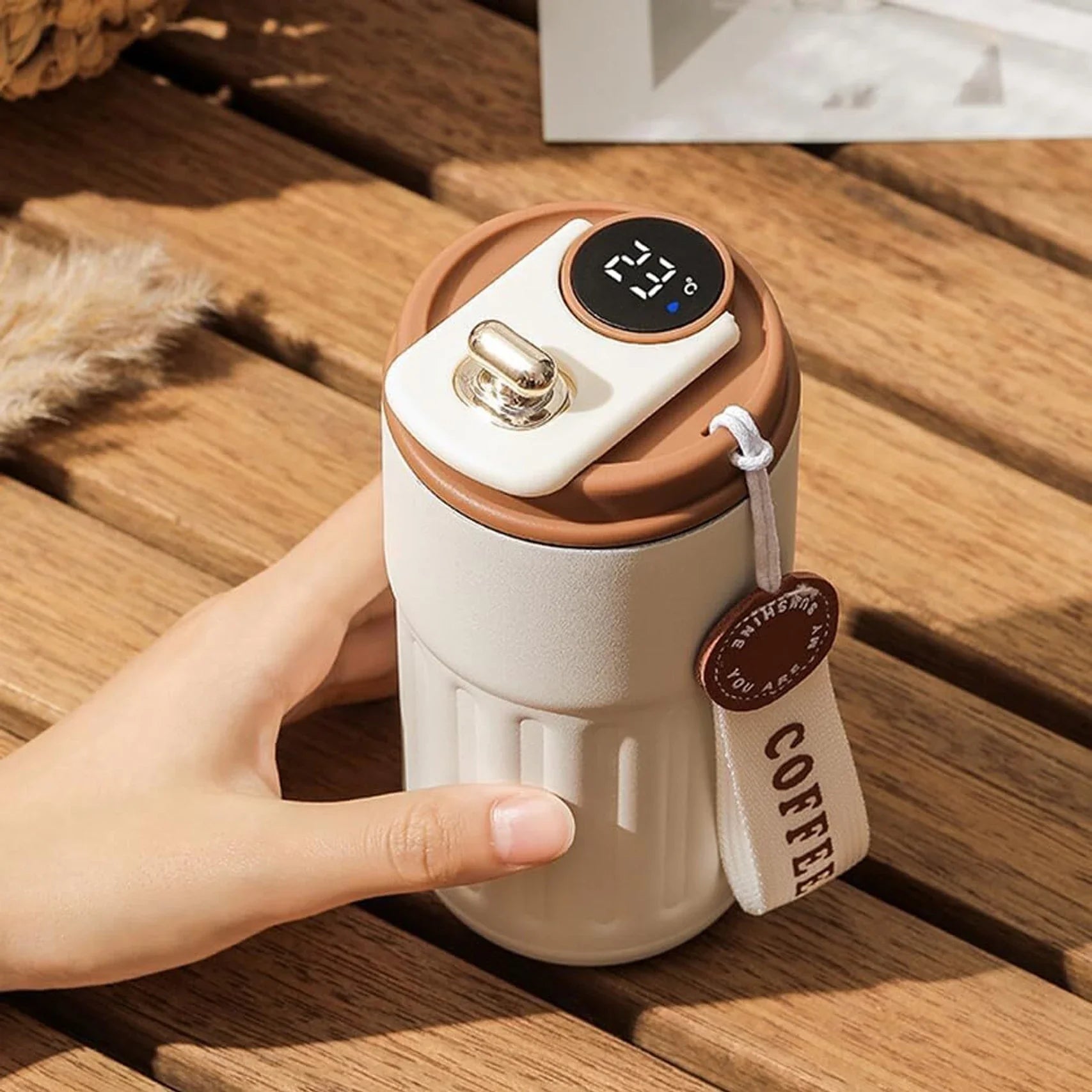 Smart Temperature Display Coffee Thermos 420ml – Stainless Steel Travel Mug