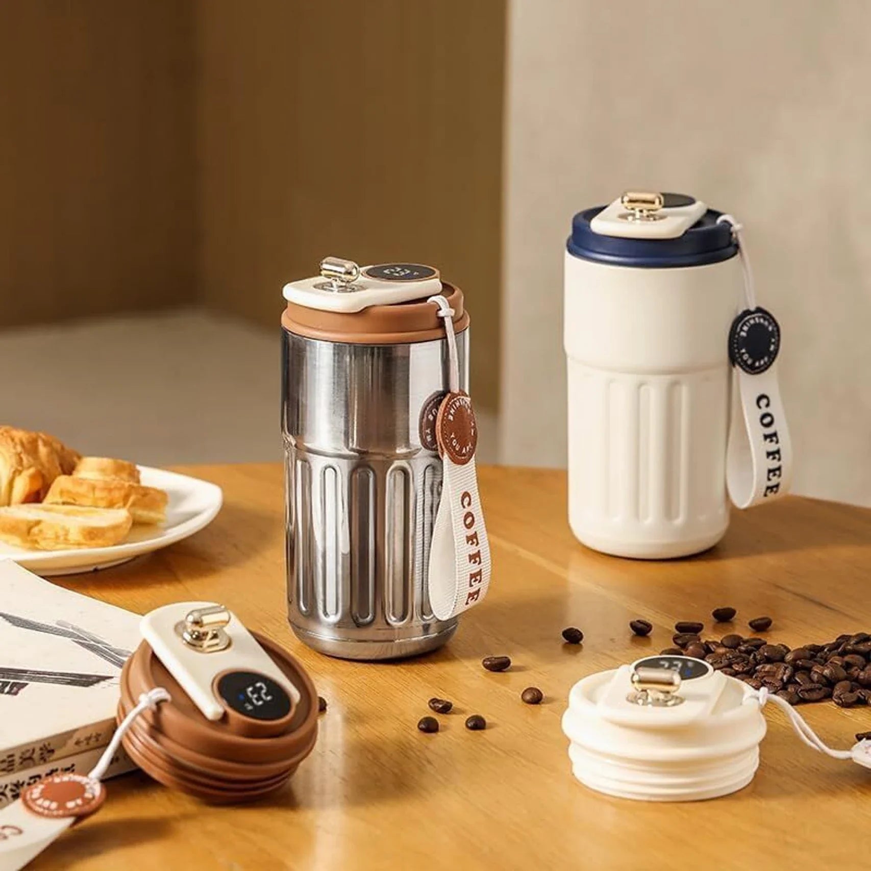 Smart Temperature Display Coffee Thermos 420ml – Stainless Steel Travel Mug
