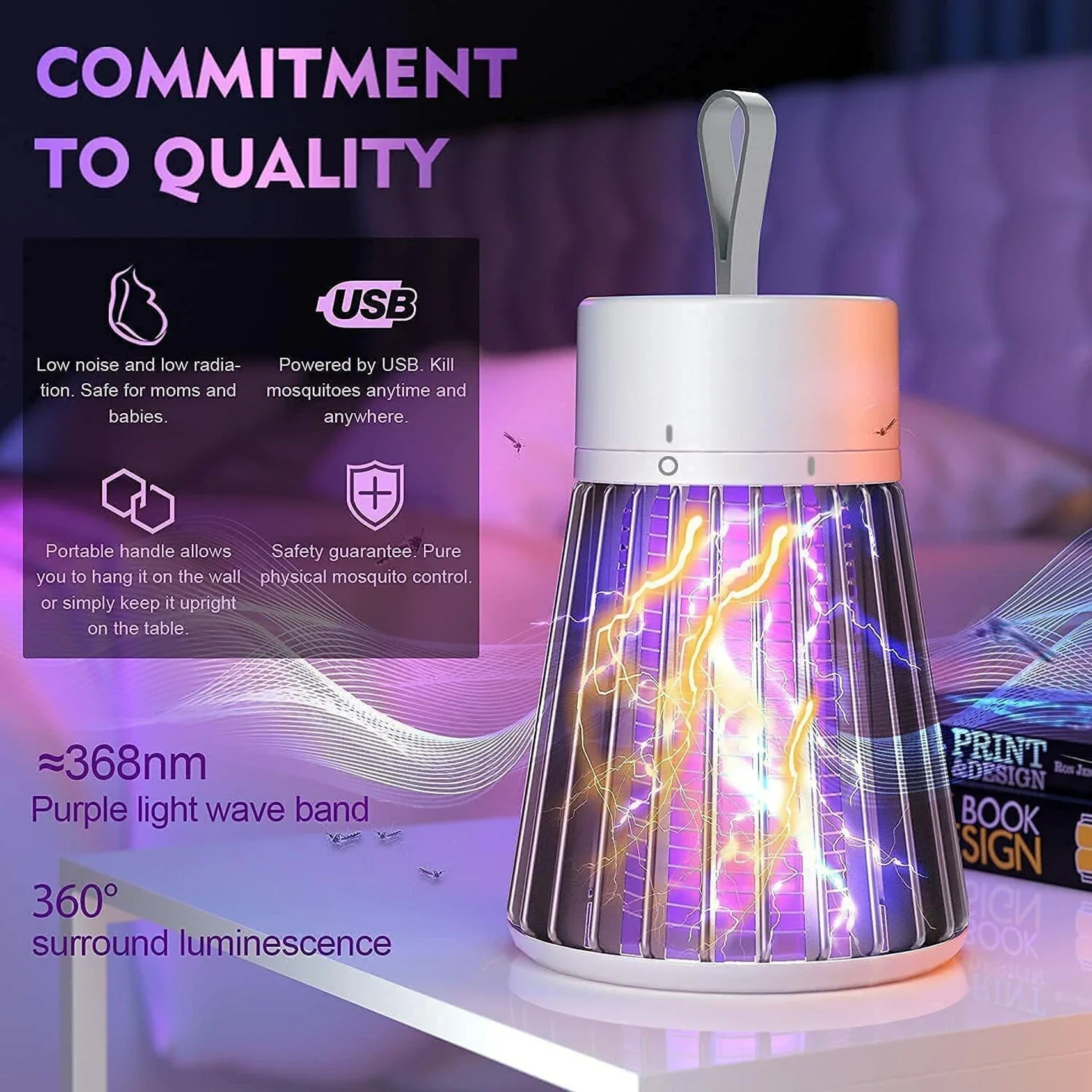 USB Mosquito Killer Lamp UV LED Insect Zapper for Indoor & Outdoor