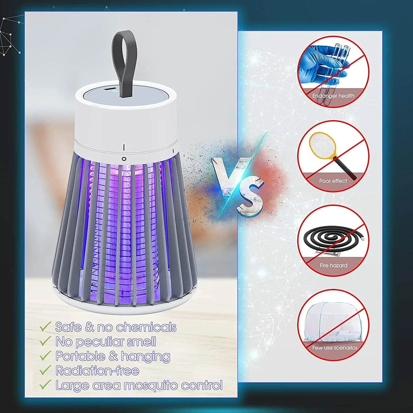 USB Mosquito Killer Lamp UV LED Insect Zapper for Indoor & Outdoor