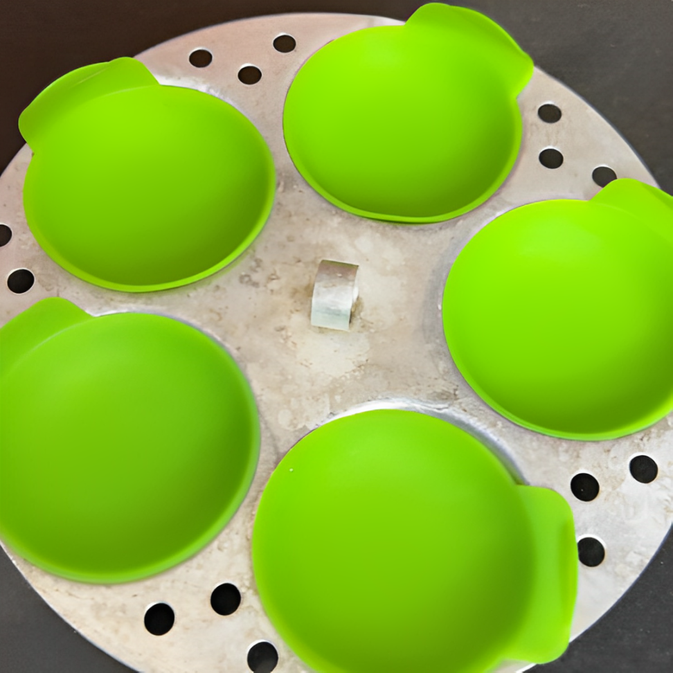 Non Stick Reusable Idli Mould Cups - in use
