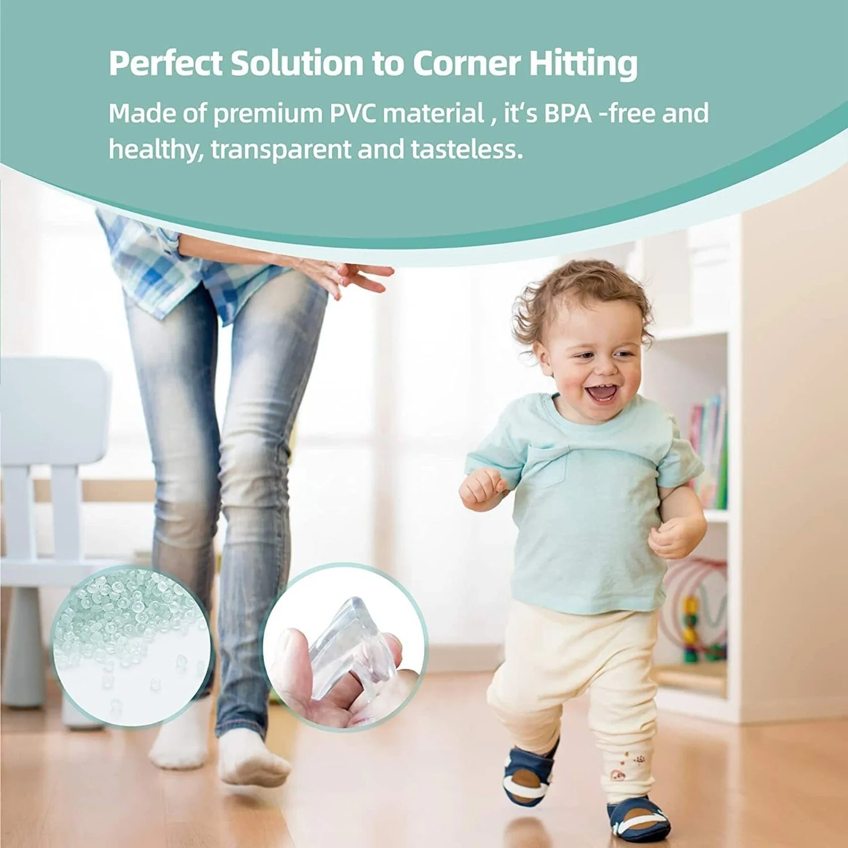 V-Shaped Silicone Corner Protectors (4 PCS) – Transparent Pre-Taped Safety Guards for Baby Proofing Tables & Edges