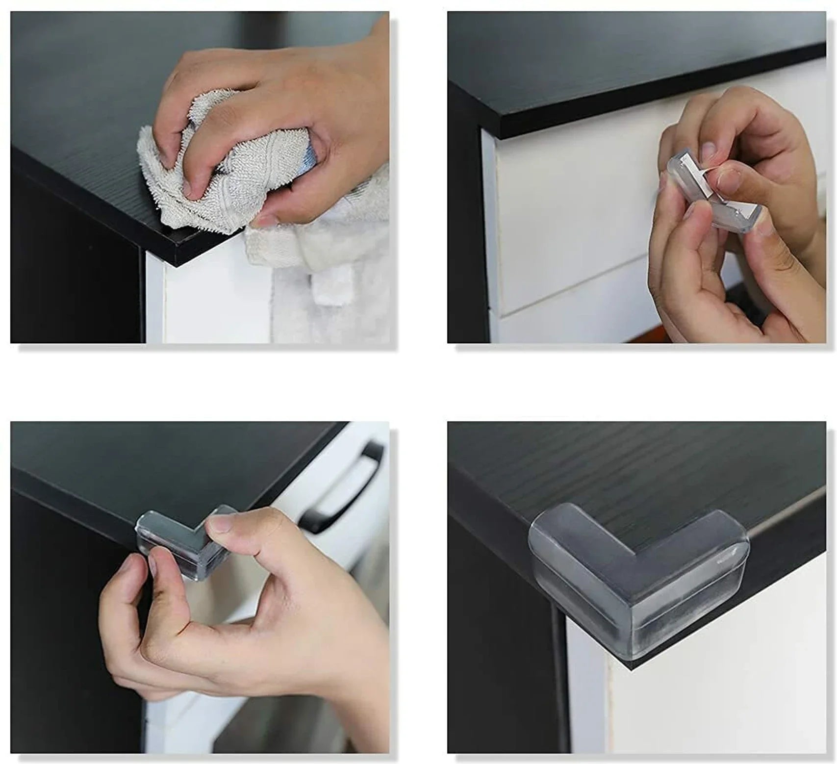 V-Shaped Silicone Corner Protectors (4 PCS) – Transparent Pre-Taped Safety Guards for Baby Proofing Tables & Edges
