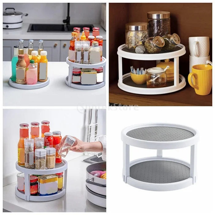 Double Layer 360° Rotating Spice Rack Organizer - product dimensions