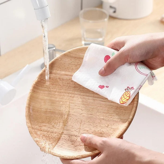 Printed Disposable Kitchen Tissue Cloth Roll - Super Absorbent and Non-Woven Wipes - front view