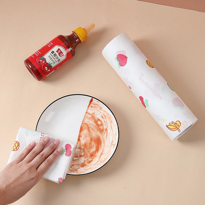 Printed Disposable Kitchen Tissue Cloth Roll - Super Absorbent and Non-Woven Wipes - product details