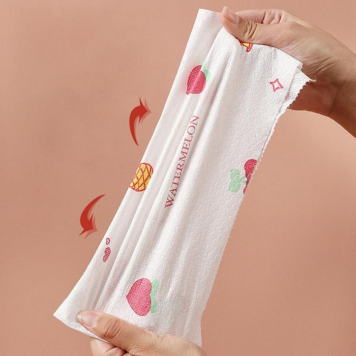 Printed Disposable Kitchen Tissue Cloth Roll - Super Absorbent and Non-Woven Wipes - in use
